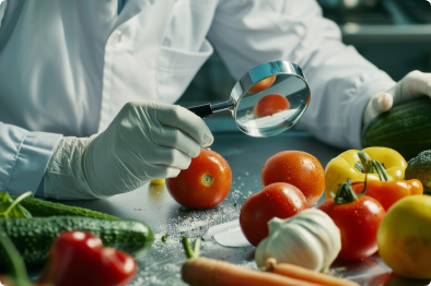 Scientist checking vegetables quality